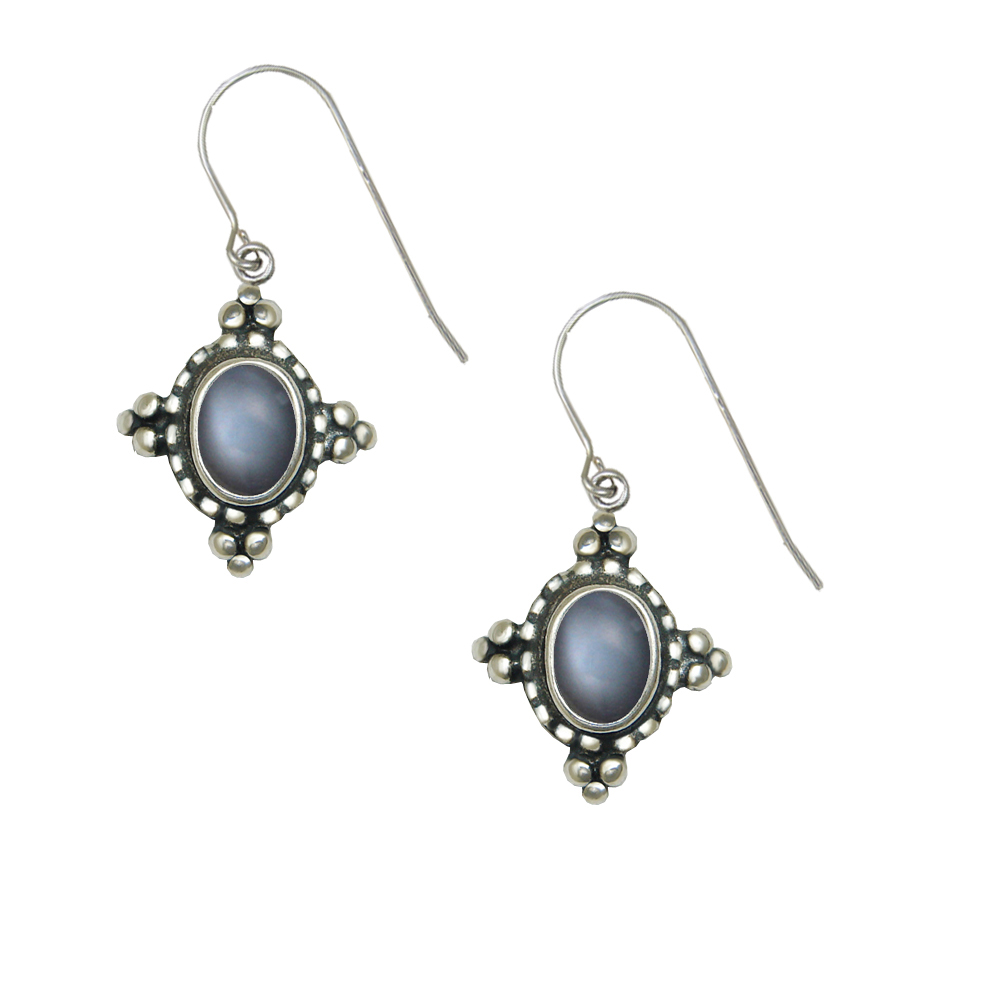 Sterling Silver Little Grey Moonstone Gemstone Drop Dangle Earrings